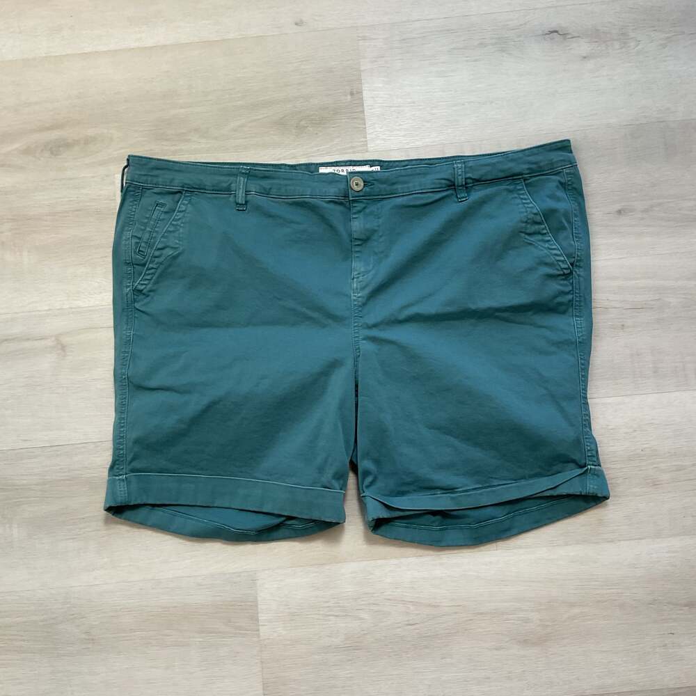 Torrid Womens High Waisted Cotton Blend Shorts Teal Blue Size 24